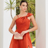 VESTIDO LONDRES ZIBELINE GLOW LAÇO OMBRO - TERRACOTA