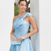 VESTIDO LONDRES ZIBELINE GLOW LAÇO OMBRO - AZUL SERENITY