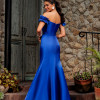 VESTIDO DE FESTA MANHATTAN OMBRO A OMBRO ZIBELINE GLOW - AZUL ROYAL