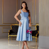 VESTIDO MIDI SINGAPURA ZIBELINE FAIXA AMARRAÇÃO - AZUL SERENITY