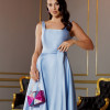 VESTIDO MIDI SINGAPURA ZIBELINE FAIXA AMARRAÇÃO - AZUL SERENITY