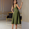 VESTIDO MIDI SINGAPURA ZIBELINE FAIXA AMARRAÇÃO - VERDE OLIVA