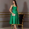 VESTIDO MIDI SINGAPURA ZIBELINE FAIXA AMARRAÇÃO - VERDE ESMERALDA