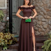 VESTIDO DE FESTA TAMIRES LONGO FLOWERS - MARROM