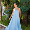 VESTIDO VALENTINA CREPE MUSSELINE - AZUL SERENITY