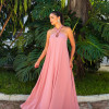 VESTIDO VALENTINA CREPE MUSSELINE - ROSA CANELA