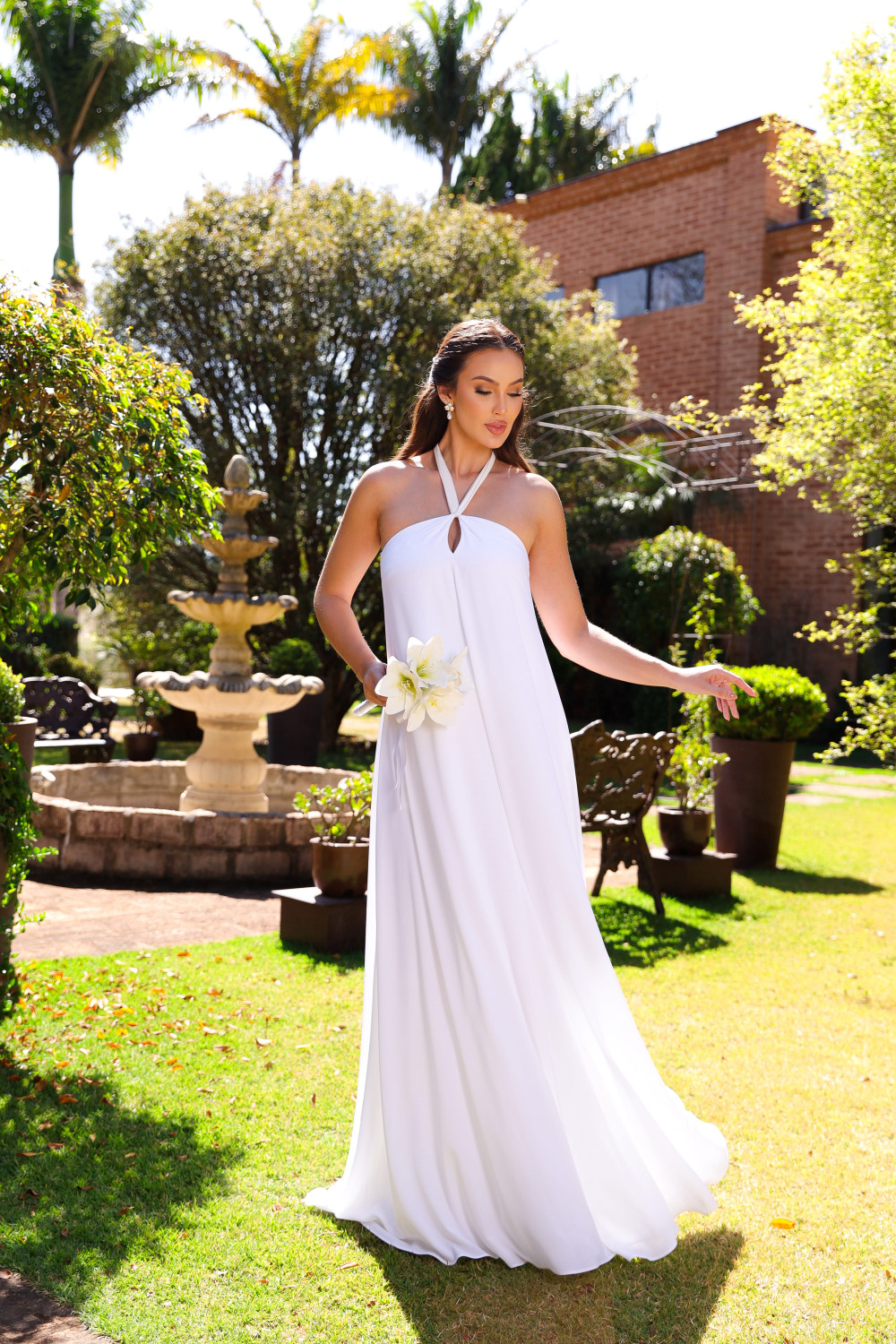 VESTIDO VALENTINA CREPE MUSSELINE NOIVINHAS - OFF WHITE