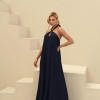VESTIDO VALENTINA CREPE MUSSELINE - AZUL MARINHO