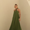 VESTIDO VALENTINA CREPE MUSSELINE - VERDE OLIVA