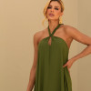 VESTIDO VALENTINA CREPE MUSSELINE - VERDE OLIVA