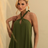 VESTIDO VALENTINA CREPE MUSSELINE - VERDE OLIVA