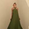 VESTIDO VALENTINA CREPE MUSSELINE - VERDE OLIVA