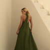 VESTIDO VALENTINA CREPE MUSSELINE - VERDE OLIVA