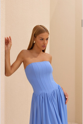 VESTIDO HELOÍSA BARBATANA T.Q.C. - AZUL CLARO