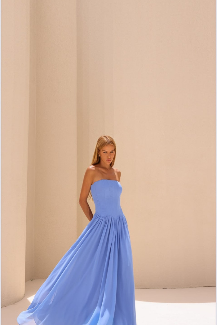 VESTIDO HELOÍSA BARBATANA T.Q.C. - AZUL CLARO