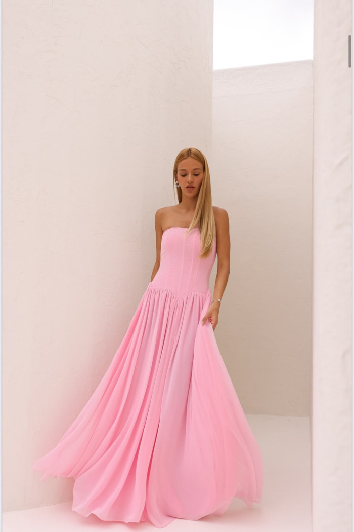 VESTIDO HELOÍSA BARBATANA T.Q.C. - ROSA CLARO