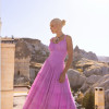 VESTIDO CHRISTINE LONGO TULE FRANZIDO - ROSA