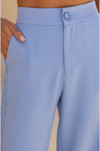CONJUNTO GARDÊNIA ALFAIATARIA RENDA - AZUL CLARO