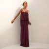 VESTIDO JUJU LONGO BLUSÊ DRAPEADO - BETERRABA