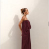 VESTIDO JUJU LONGO BLUSÊ DRAPEADO - BETERRABA