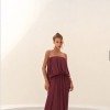 VESTIDO JUJU LONGO BLUSÊ DRAPEADO - BETERRABA