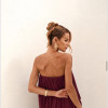 VESTIDO JUJU LONGO BLUSÊ DRAPEADO - BETERRABA