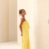 VESTIDO JUJU LONGO BLUSÊ DRAPEADO - CAMOMILA