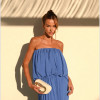VESTIDO JUJU LONGO BLUSÊ DRAPEADO - AZUL OCEAN