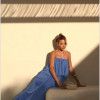 VESTIDO JUJU LONGO BLUSÊ DRAPEADO - AZUL OCEAN