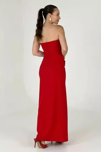 VESTIDO LONGO MALHA CREPE T.Q.C - VERMELHO