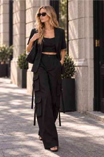 CALÇA JAMILLE CARGO BOLSOS PANTALONA - PRETO