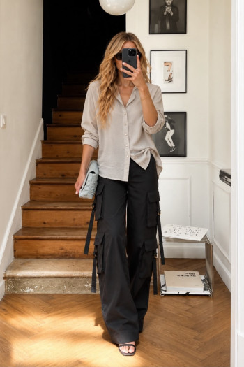 CALÇA JAMILLE CARGO BOLSOS PANTALONA - PRETO