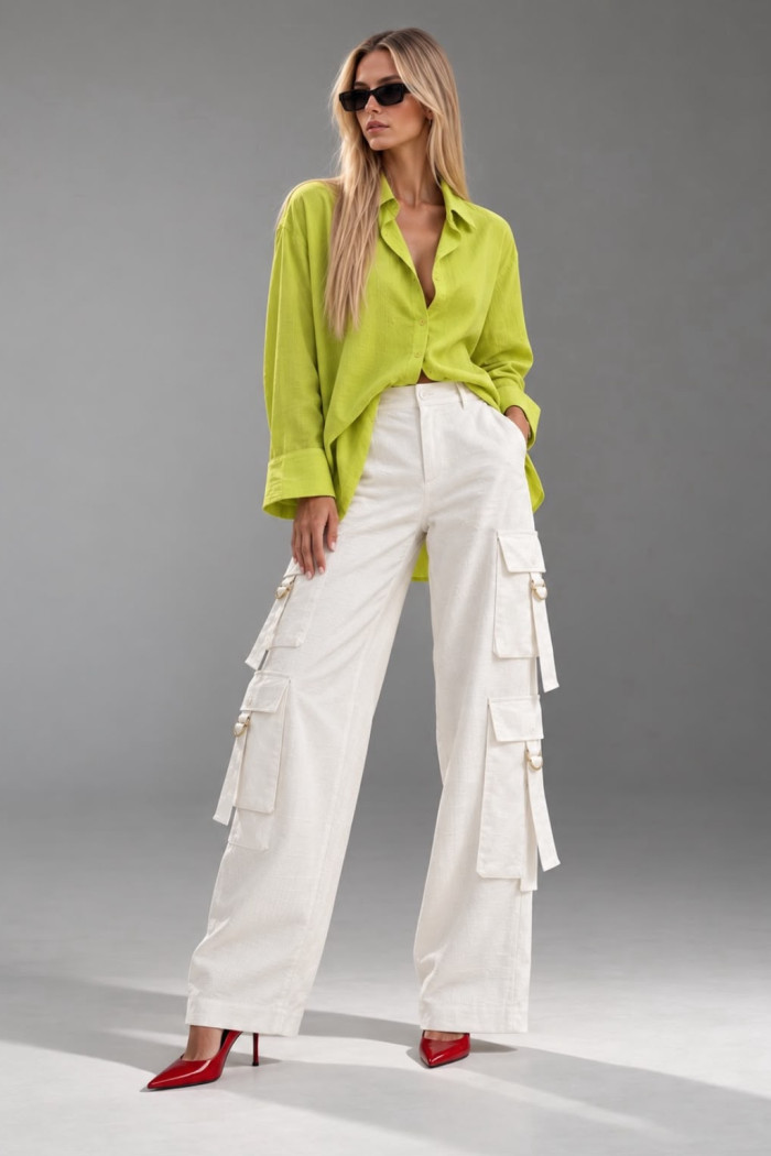 CALÇA JAMILLE CARGO BOLSOS PANTALONA - BRANCO