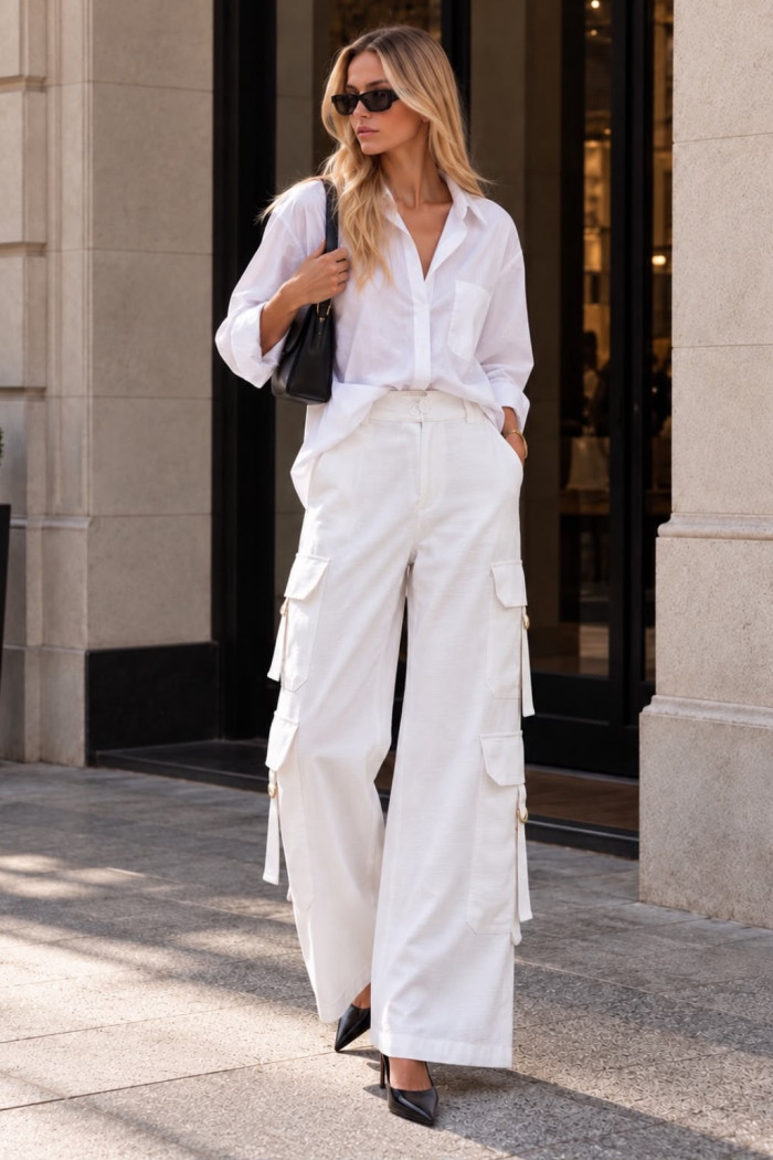 CALÇA JAMILLE CARGO BOLSOS PANTALONA - BRANCO