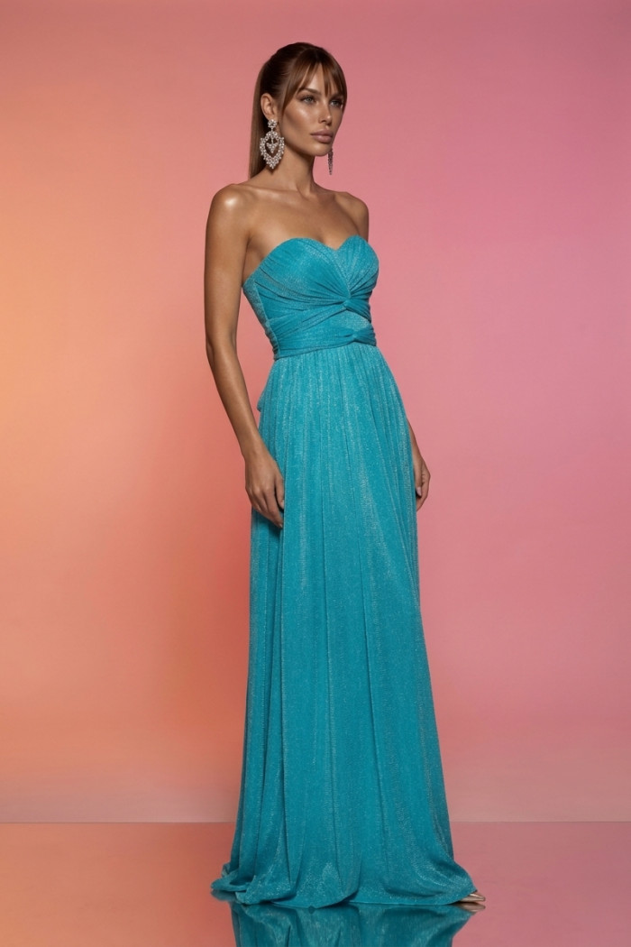 VESTIDO LONGO LUREX TQC GLAMOUR CAPRI - AZUL