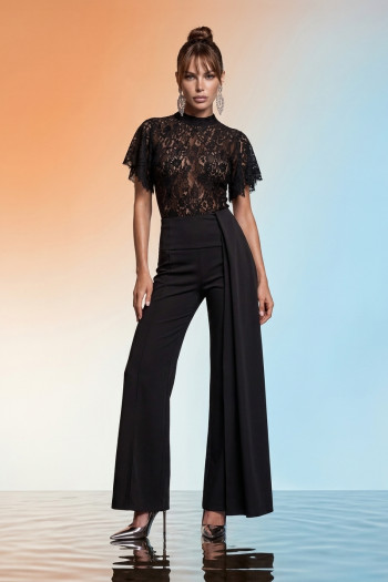 CONJUNTO RENDA PANTALONA CAPRI - PRETO
