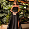 VESTIDO DE FESTA GLAMOROUS BUSTO PAETÊ ZIBELINE T.Q.C - PRETO