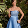 VESTIDO DE FESTA GLAMOROUS BUSTO PAETÊ ZIBELINE T.Q.C - AZUL SERENITY