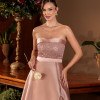 VESTIDO DE FESTA GLAMOROUS BUSTO PAETÊ ZIBELINE T.Q.C - ROSÉ
