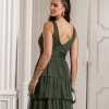 VESTIDO GLÁUCIA LONGO TULE CAMADAS - VERDE OLIVA