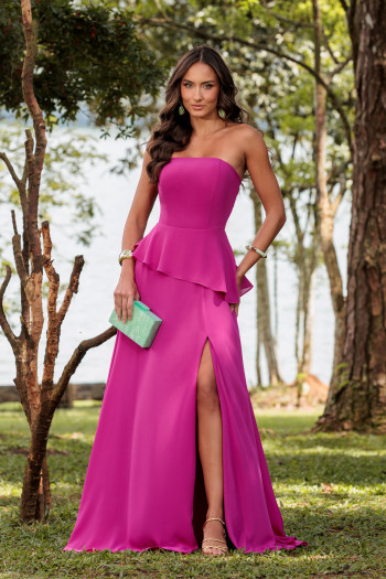 VESTIDO SOLANGE T.Q.C. CORSET PEPLUM - FÚCSIA