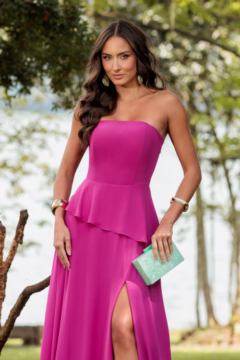 VESTIDO SOLANGE T.Q.C. CORSET PEPLUM - FÚCSIA