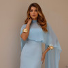 VESTIDO TAMIRES T.Q.C ALFAIATARIA COM CAPA CHIFFON - AZUL