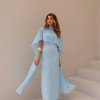 VESTIDO TAMIRES T.Q.C ALFAIATARIA COM CAPA CHIFFON - AZUL