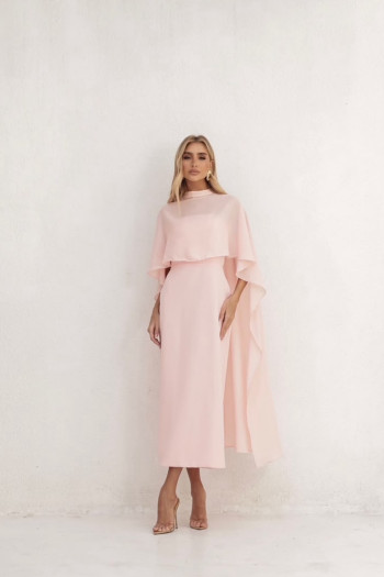 VESTIDO TAMIRES T.Q.C ALFAIATARIA COM CAPA CHIFFON - ROSE