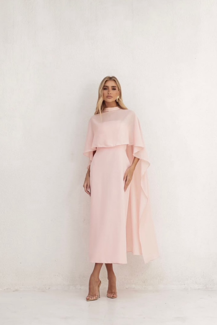 VESTIDO TAMIRES T.Q.C ALFAIATARIA COM CAPA CHIFFON - ROSE