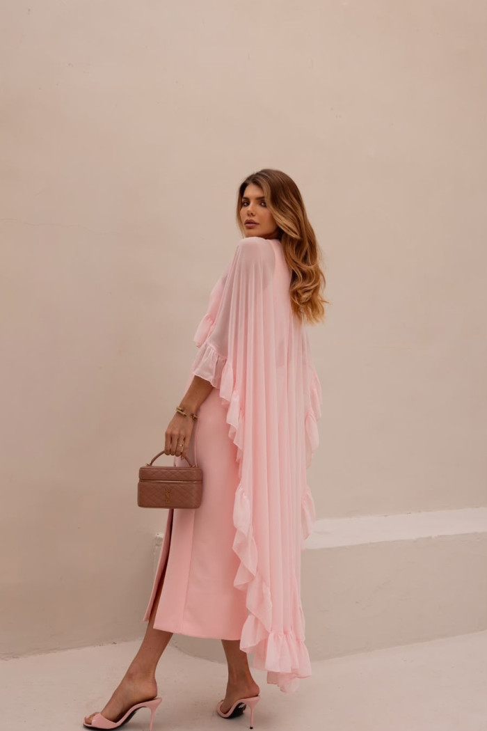 VESTIDO ÁGATA ALFAITARIA COM CAPA BABADOS NOIVINHAS - ROSÉ