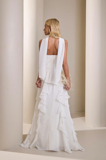 VESIDO ELISA CREPE BABADOS SAIA CHOKER - OFF WHITE