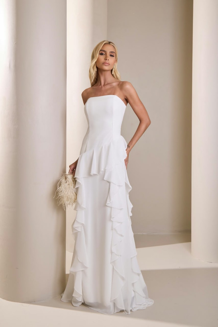 VESIDO ELISA CREPE BABADOS SAIA CHOKER - OFF WHITE