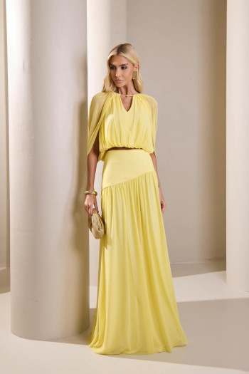 CONJUNTO LISBOA BLUSA E SAIA TULE - AMARELO